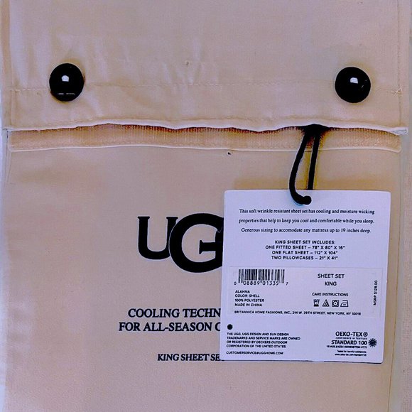 UGG Bedding Nwt Ugg Cooling Technology Alahna Shell King Sheet Set